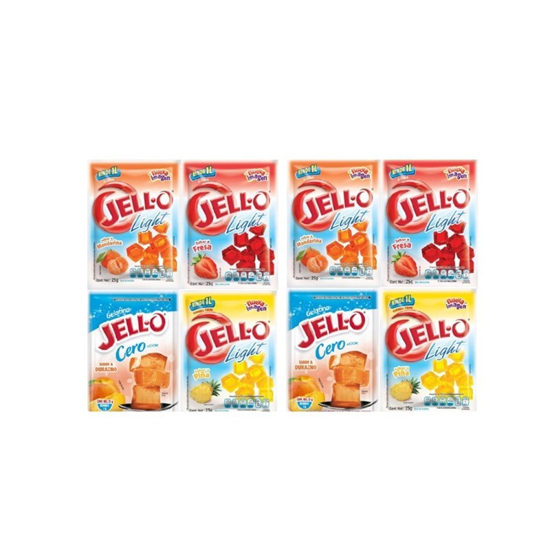 Gelatina Jello 25g, rinden 1 litro (paquete de 8 unidades)