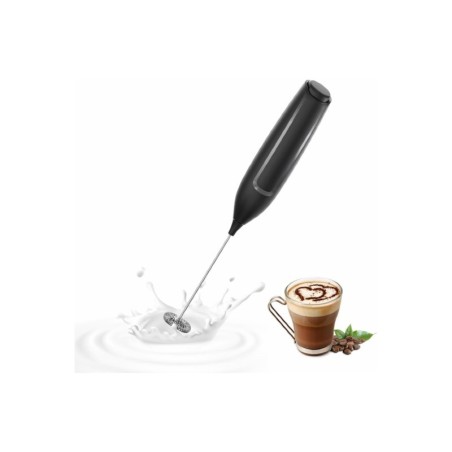 Espumador de leche de mano, varita de espuma eléctrica, mezclador de bebidas con batidor de acero inoxidable.
