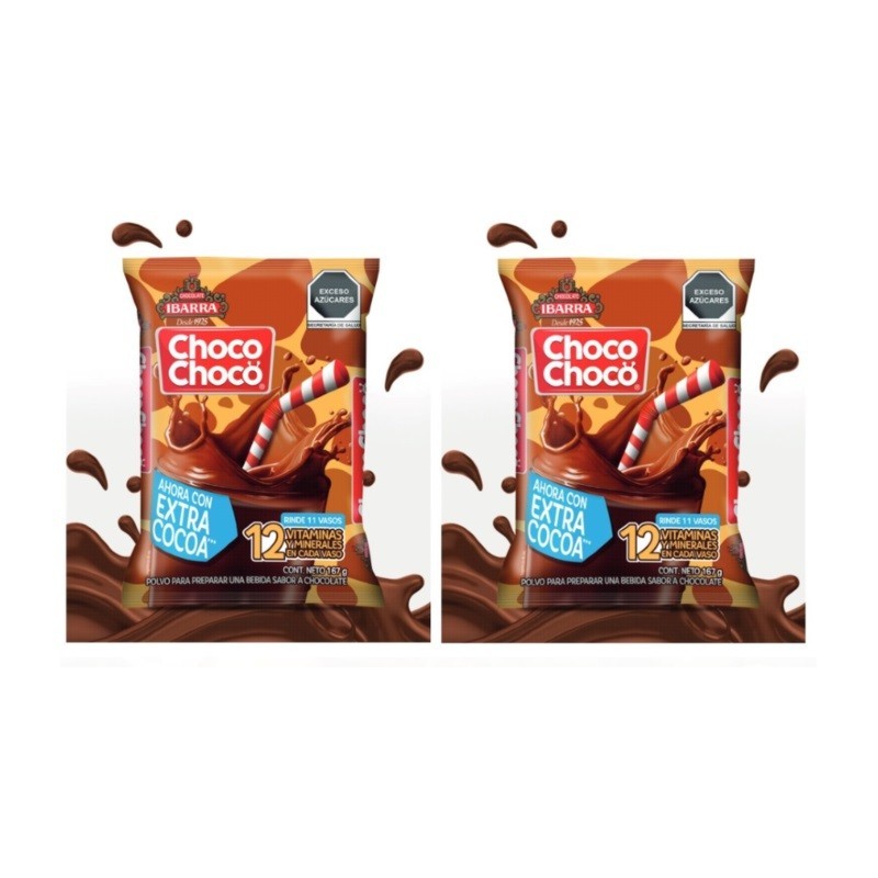 Chocolate en polvo Choco Choco Extra Cocoa Ibarra 167gr (2 bolsas)