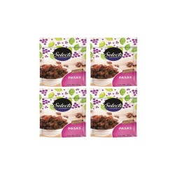 Uva Pasa Selecto Brand. Pack de 4 unidades de 100 gramos cada una.