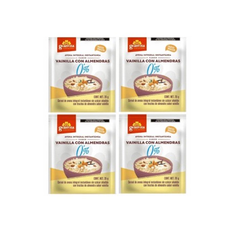 Pack de 4 unidades Avena integral Granvita instantánea sabores varios 35 g dada una.