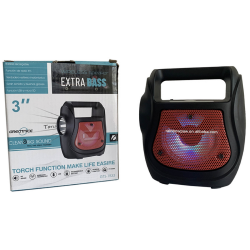 Bocina Bluetooth 3 Pulgadas Gts-1533 Con Linterna Aux Usb Color Negro