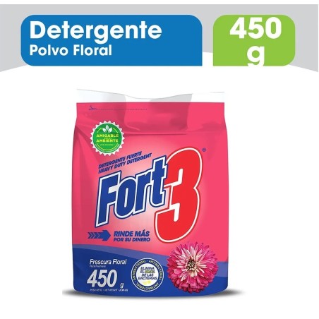 Detergente En Polvo Fort3 Frescura Floral - 450g