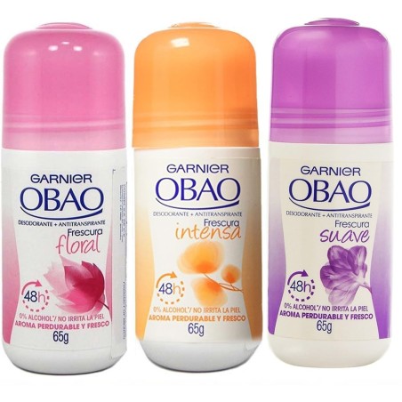 Obao Garnier Desodorante surtido para mujer, paquete de 3 unidades 65 g c/u