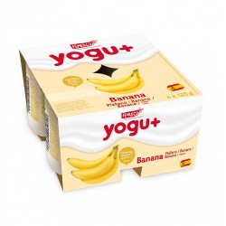 Yogurt pasteurizado sabor plátano Yogu+ Feiraco (4 x 125 g / 4.41 oz)