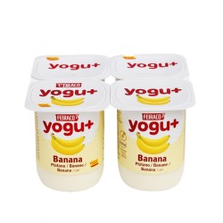 Yogurt pasteurizado sabor plátano Yogu+ Feiraco (4 x 125 g / 4.41 oz)