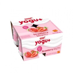 Yogurt pasteurizado sabor a fresa Yogu+ Feiraco (4 x 125 g / 4.40 oz)