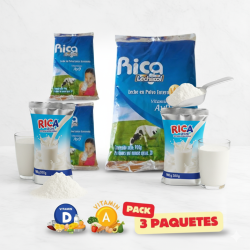 Rica Leche en polvo entera azucarada 900g (Pack de 3 unidades)